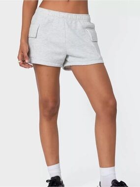 XS Edikted Grey Cargo Sweat Shorts Fleece Lined Cotton